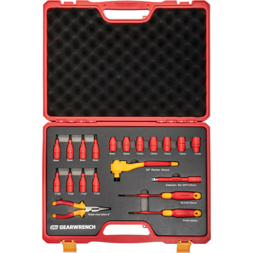 3/8" Drive VDE Insulated Tool Set, 1000 V, 20 Pcs