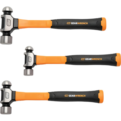 Ball Pein Hammers with Fiberglass Handles Set, 3 Pieces