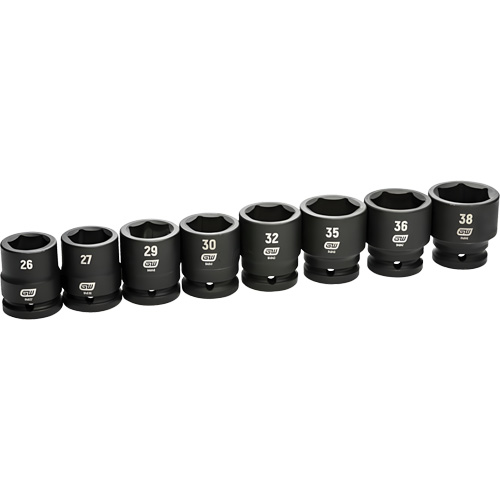 6-Point Metric Socket Set, 8 Pcs, Impact, 3/4" Drive Size