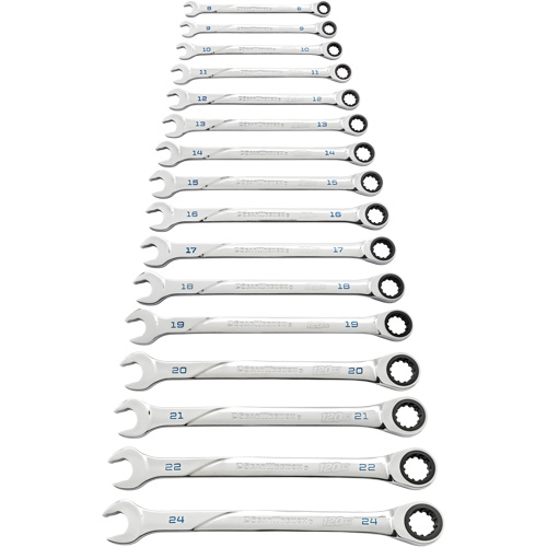 120XP™ Universal Spline XL Wrench Set, Ratcheting Combination, 16 Pieces, Metric