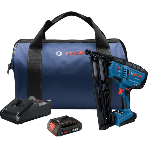 Brushless 15-Gauge Angled Finish Nailer Kit , 18 V, Lithium-Ion