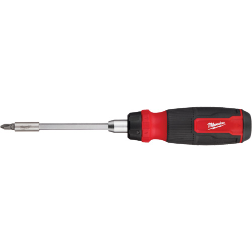 14-in-1 Ratcheting 1/4" Drive Multi-Bit Screwdriver, 10-11/100" L, Cushion Grip Handle