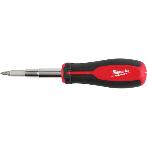 11-in-1 Magnetic 1/4" & 3/8" Drive Multi-Bit Screwdriver, 8" L, Cushion Grip Handle