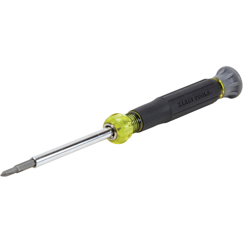 4-in-1 Multi-Bit Electronics Screwdriver with Slotted & Phillips Bits, 6-1/2" L, Cushion Grip Handle