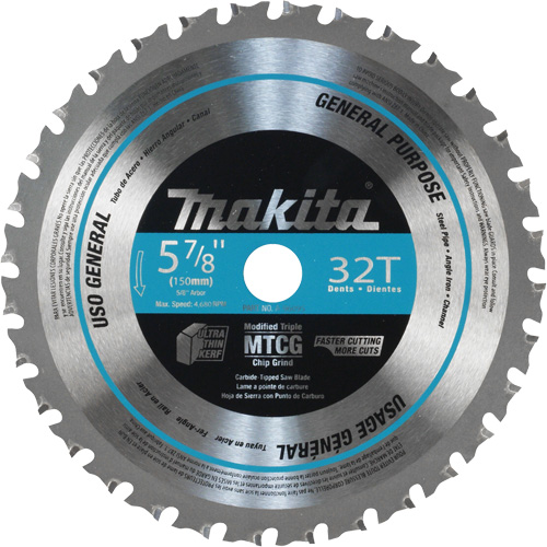 General-Purpose Carbide-Tipped Saw Blade, 5-7/8", 32 Teeth, Metal Use
