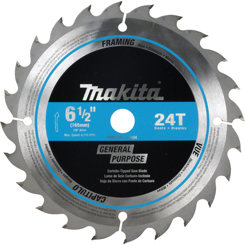 Carbide-Tipped Circular Saw Blade for Framing, 6-1/2", 24 Teeth, Wood Use