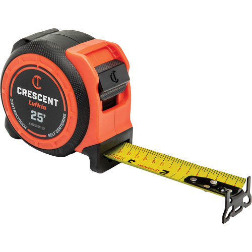 CONTROLTOUCH Self Centering Tape Measure, 1-3/16" x 25', 1/16" Graduations