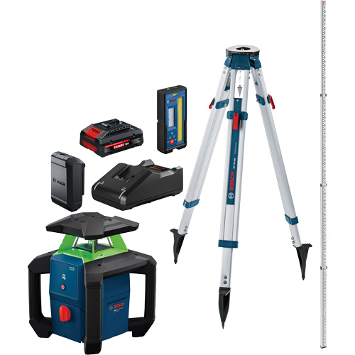 18 V Green-Beam Horizontal Rotary Laser Kit with Carrying Case, 1000' (304.8 m), 500-540 Nm