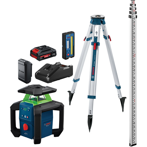 18V Green-Beam Horizontal/Vertical Rotary Laser Kit with Carrying Case, 2000' (609.6 m), 630-670 Nm