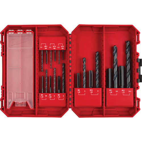 M3 to M12 Metric Straight Flute Plug Tap & Drill Bit Set, 20 Pieces