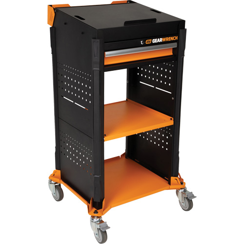Diagnostic Mobile Workcenter Cart, 1 Drawers, 26" L x 22-7/10" W x 46" H, Black/Orange