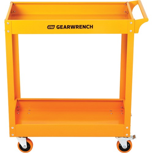 2-Shelf Steel Automotive Utility Cart, 36" L x 16" W x 33" H, Orange