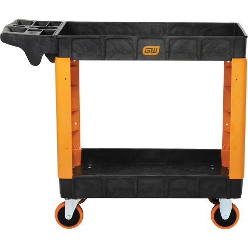 2-Shelf Heavy-Duty Utility Cart, 41" L x 17" W x 34" H, Black/Orange