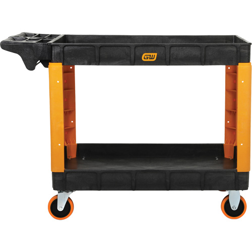 2-Shelf Heavy-Duty Utility Cart, 46" L x 26" W x 34" H, Black/Orange