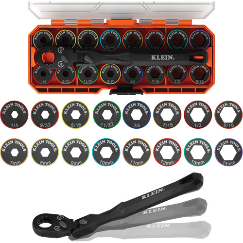 KNECT™ Ratcheting 17-in-1 Low-Profile Socket Wrench Set, 17 Pcs, Impact, 3/8" Drive Size, Short