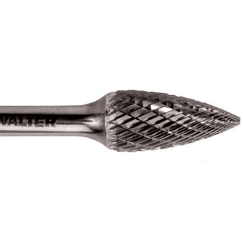 Double Cut Tapered Burr, SG-5, 1/2" Dia., 1/4" Shank, 1" Depth of Cut