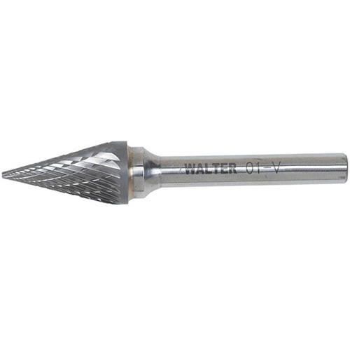 Double Cut Conical Carbide Burr, 1/2" Dia., 1/4" Shank, 7/8" Depth of Cut