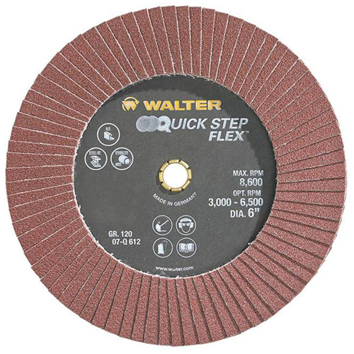 QUICK-STEP™ FLEX Flap Disc, 6" x Type 29, 120 Grit, Aluminum Oxide