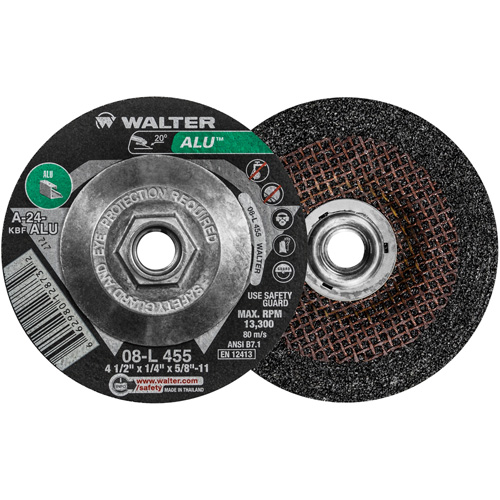 ALU™ Grinding Wheel, 4-1/2" x 1/4", 5/8"-11 Arbor, Aluminum Oxide, Type 27