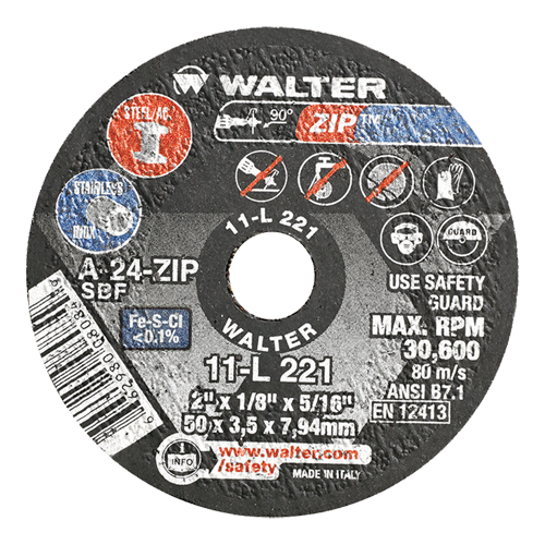 Portable Small Diameter Reinforced Cut-Off Wheels - Zip™, 2" x 1/2", 5/16" Arbor, Type 1, Aluminum Oxide, 31000 RPM