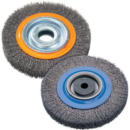 Wire Wheel Brush, 8" Dia., 0.118" Fill, 1-1/4" Arbor