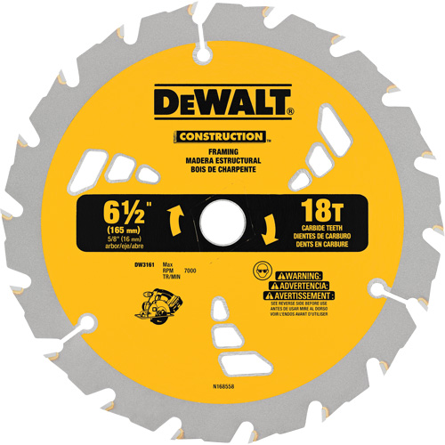 Contractor Saw Blade - Nail Cutting, 6-1/2", 18 Teeth, Wood Use