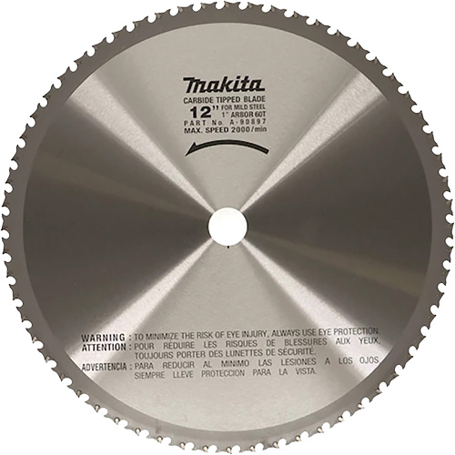 Cut Off Saw Blade for Portable Cut Off Saws, 12", 60 Teeth, Metal Use