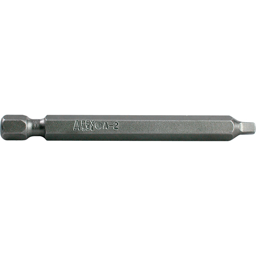 1/4" Square Recess Power Bits, Square, #2 Tip, 1/4" Drive Size, 2-3/4" Length