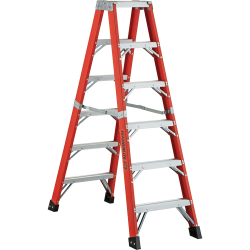 6600 AA Series Industrial Extra Heavy-Duty 2-Way Stepladders, Fibreglass, 375 lbs. Capacity, 6'