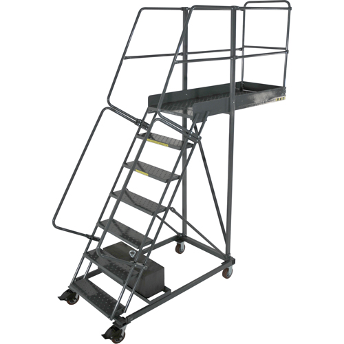 Cantilever Rolling Ladders, Unsupported, 8 Steps, 14" Platform Depth, 80" Platform Height