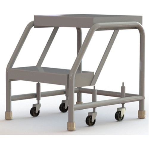 Rolling Ladder, 2 Steps, 16" Step Width, 20" Platform Height, Aluminum