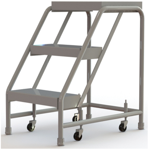 Rolling Ladder, 3 Steps, 16" Step Width, 30" Platform Height, Aluminum