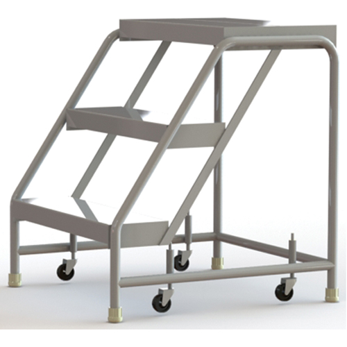 Rolling Ladder, 3 Steps, 24" Step Width, 30" Platform Height, Aluminum