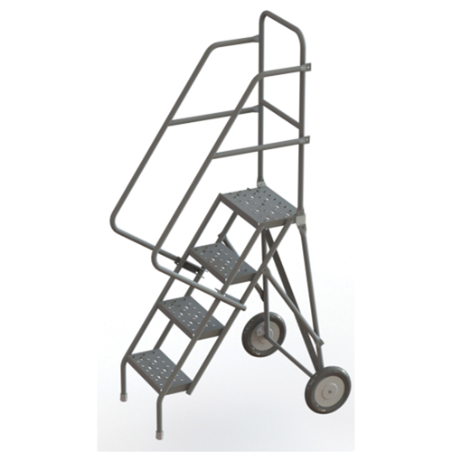 Steel Rolling Ladder, 4 Steps, 16" Step Width, 40" Platform Height, Steel
