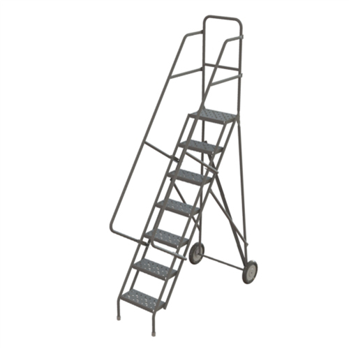 Steel Rolling Ladder, 7 Steps, 16" Step Width, 70" Platform Height, Steel