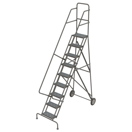 Steel Rolling Ladder, 9 Steps, 16" Step Width, 90" Platform Height, Steel
