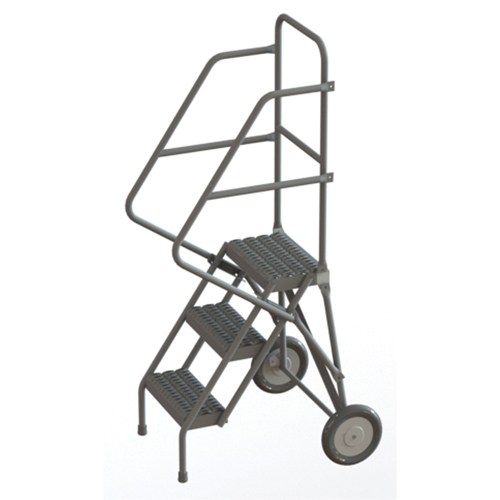 Rolling Ladder, 3 Steps, Serrated, 30" High