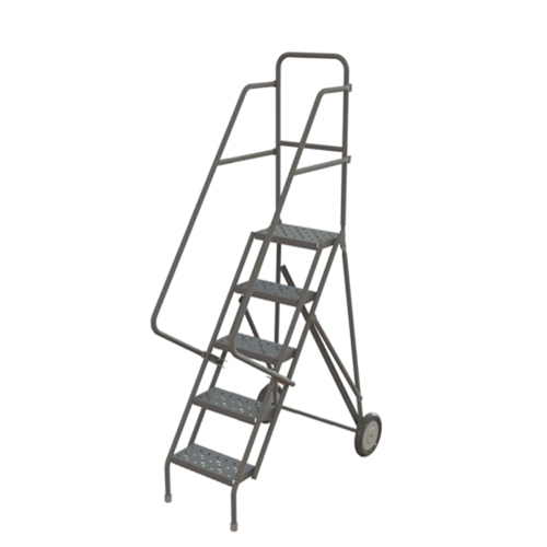 Rolling Ladder, 5 Steps, Serrated, 50" High