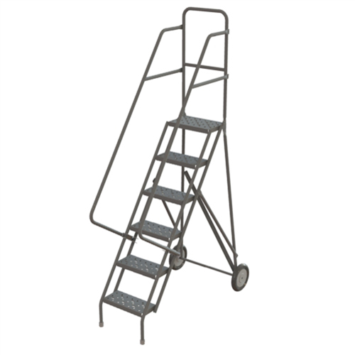 Rolling Ladder, 6 Steps, Serrated, 66" High