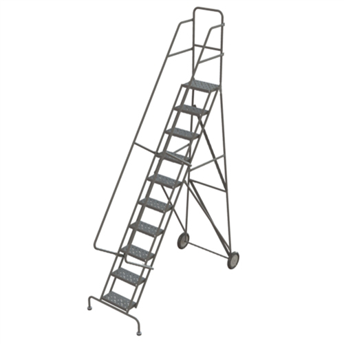 Rolling Ladder, 10 Steps, Serrated, 106" High