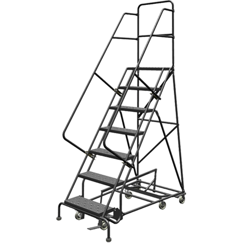 All Directional Rolling Ladder, 7 Steps, 24" Step Width, 70" Platform Height, Steel