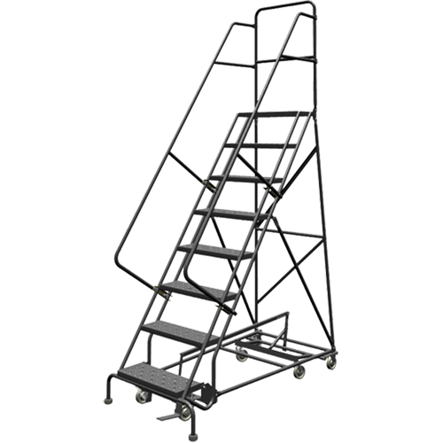 All Directional Rolling Ladder, 8 Steps, 24" Step Width, 80" Platform Height, Steel