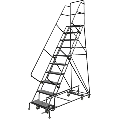 All Directional Rolling Ladder, 10 Steps, 24" Step Width, 100" Platform Height, Steel