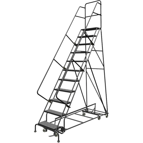 All Directional Rolling Ladder, 11 Steps, 24" Step Width, 110" Platform Height, Steel