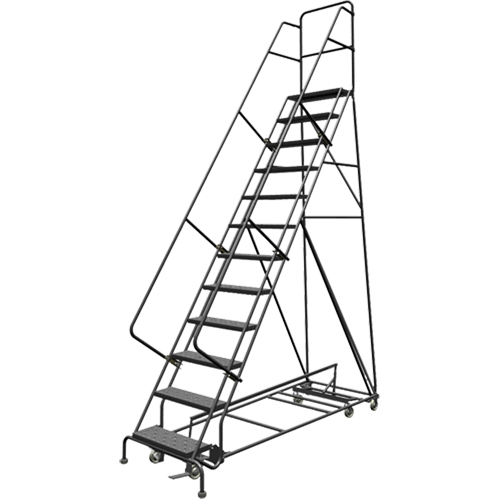 All Directional Rolling Ladder, 12 Steps, 24" Step Width, 120" Platform Height, Steel