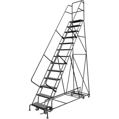 All Directional Rolling Ladder, 13 Steps, 24" Step Width, 130" Platform Height, Steel