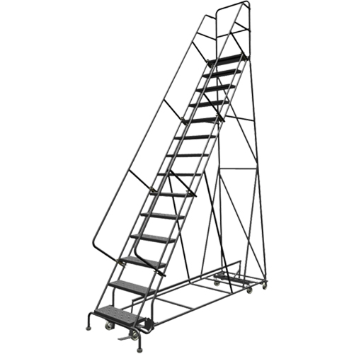All Directional Rolling Ladder, 14 Steps, 24" Step Width, 140" Platform Height, Steel