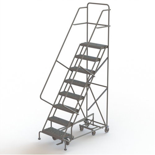 All Directional Rolling Ladder, 8 Steps, 24" Step Width, 80" Platform Height, Steel