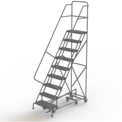 All Directional Rolling Ladder, 9 Steps, 24" Step Width, 90" Platform Height, Steel