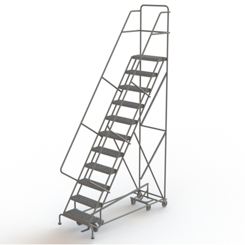 All Directional Rolling Ladder, 11 Steps, 24" Step Width, 110" Platform Height, Steel